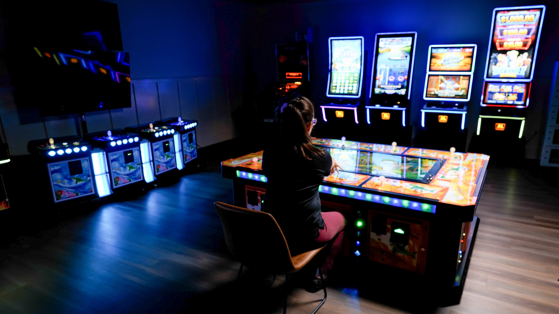 8 fish with person and games in background